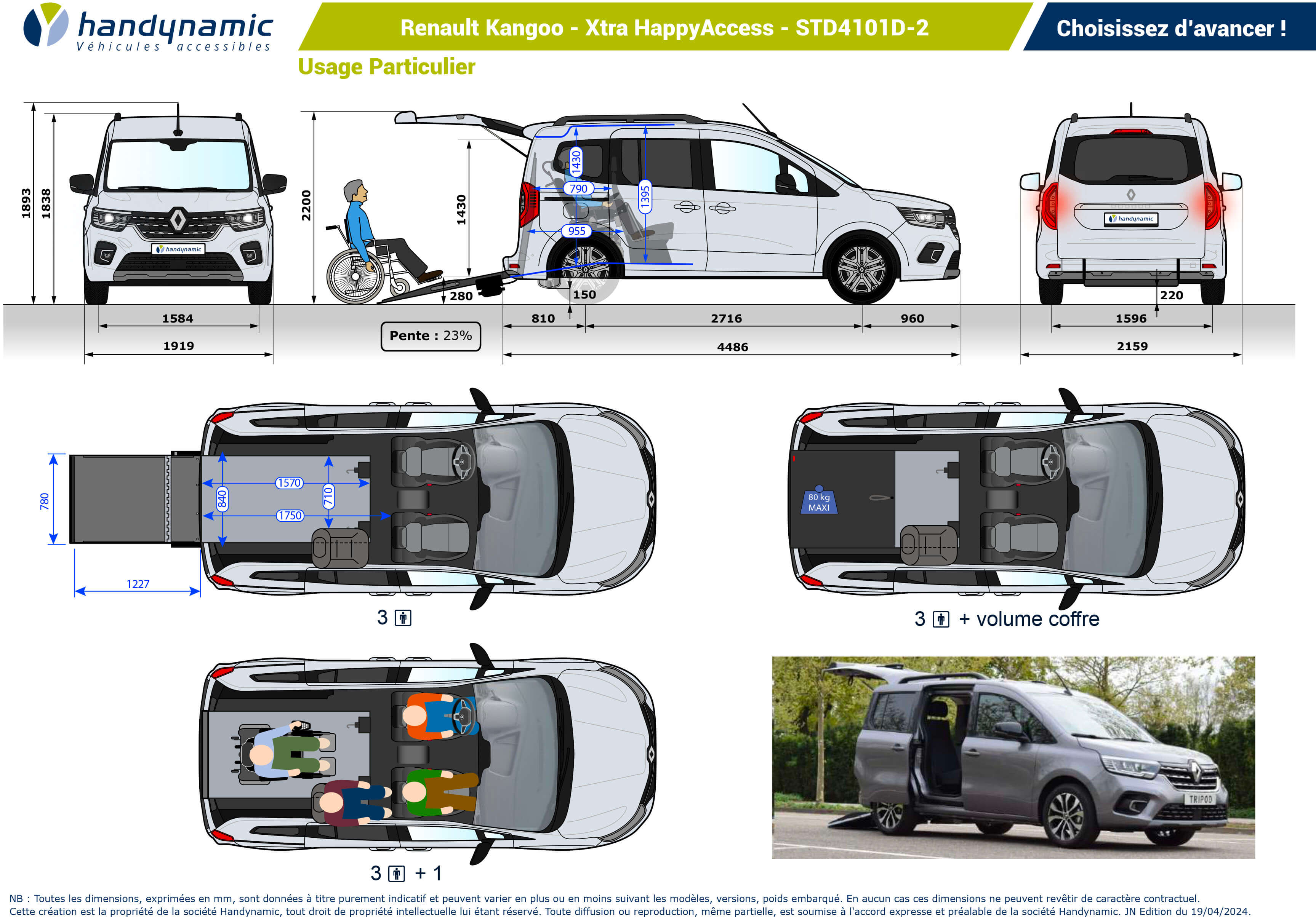Schéma d&#039;implantation du Renault Kangoo Xtra HappyAccess en STD4101D-2