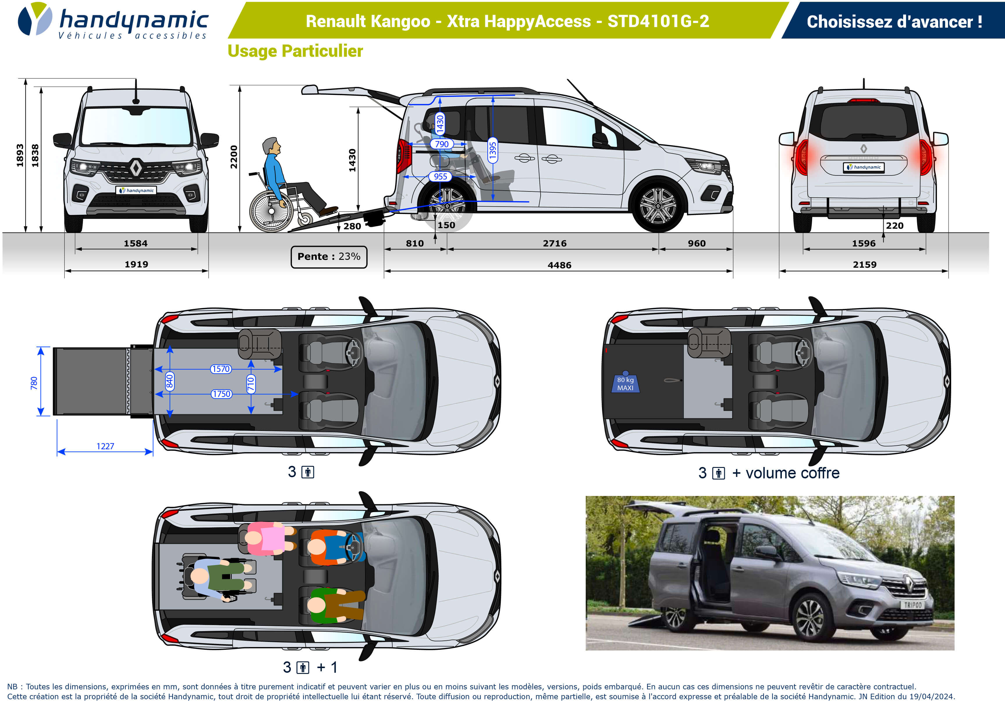 Schéma d&#039;implantation du Renault Kangoo Xtra HappyAccess en STD4101G-2