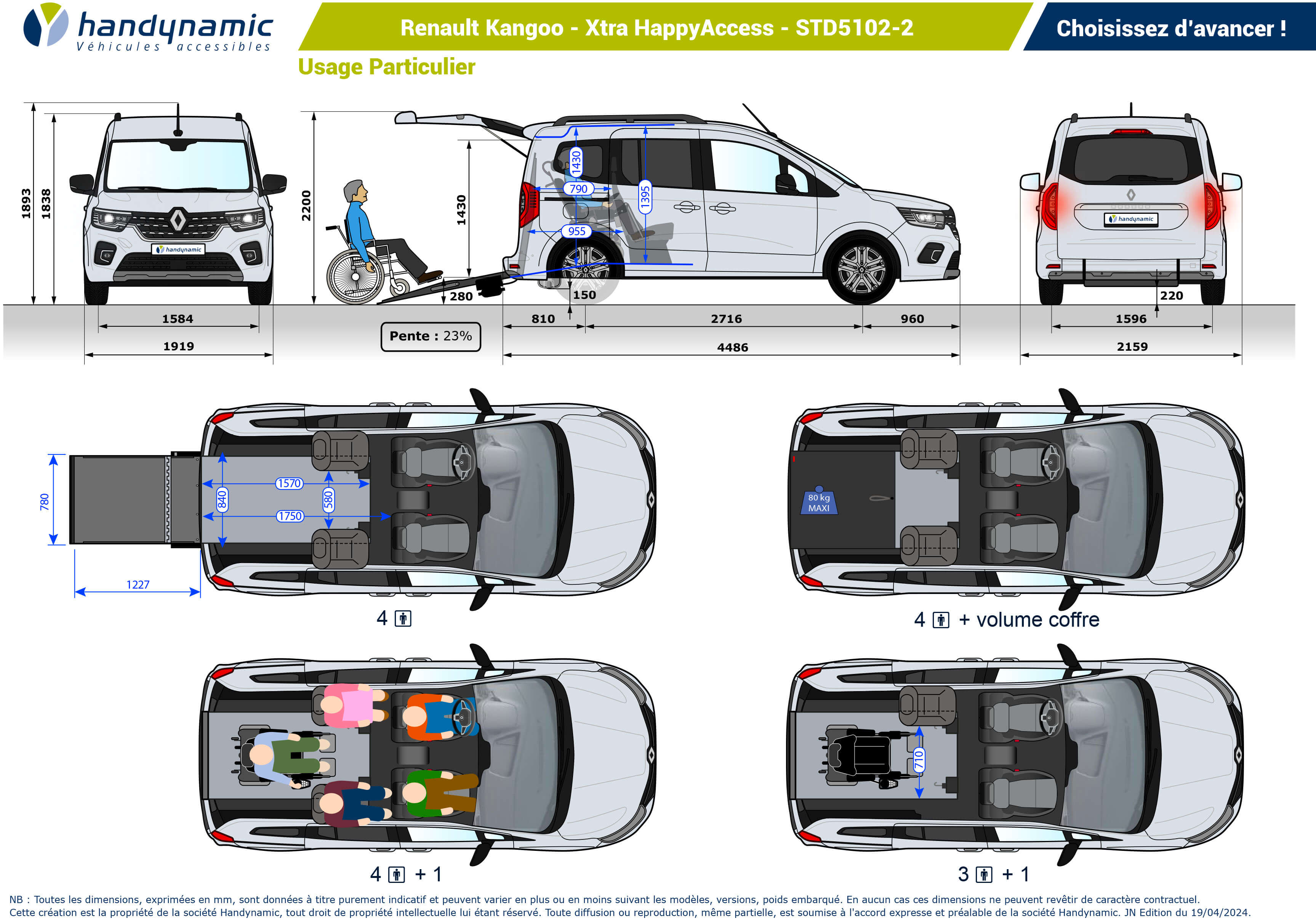 Schéma d&#039;implantation du Renault Kangoo Xtra HappyAccess en STD5102-2