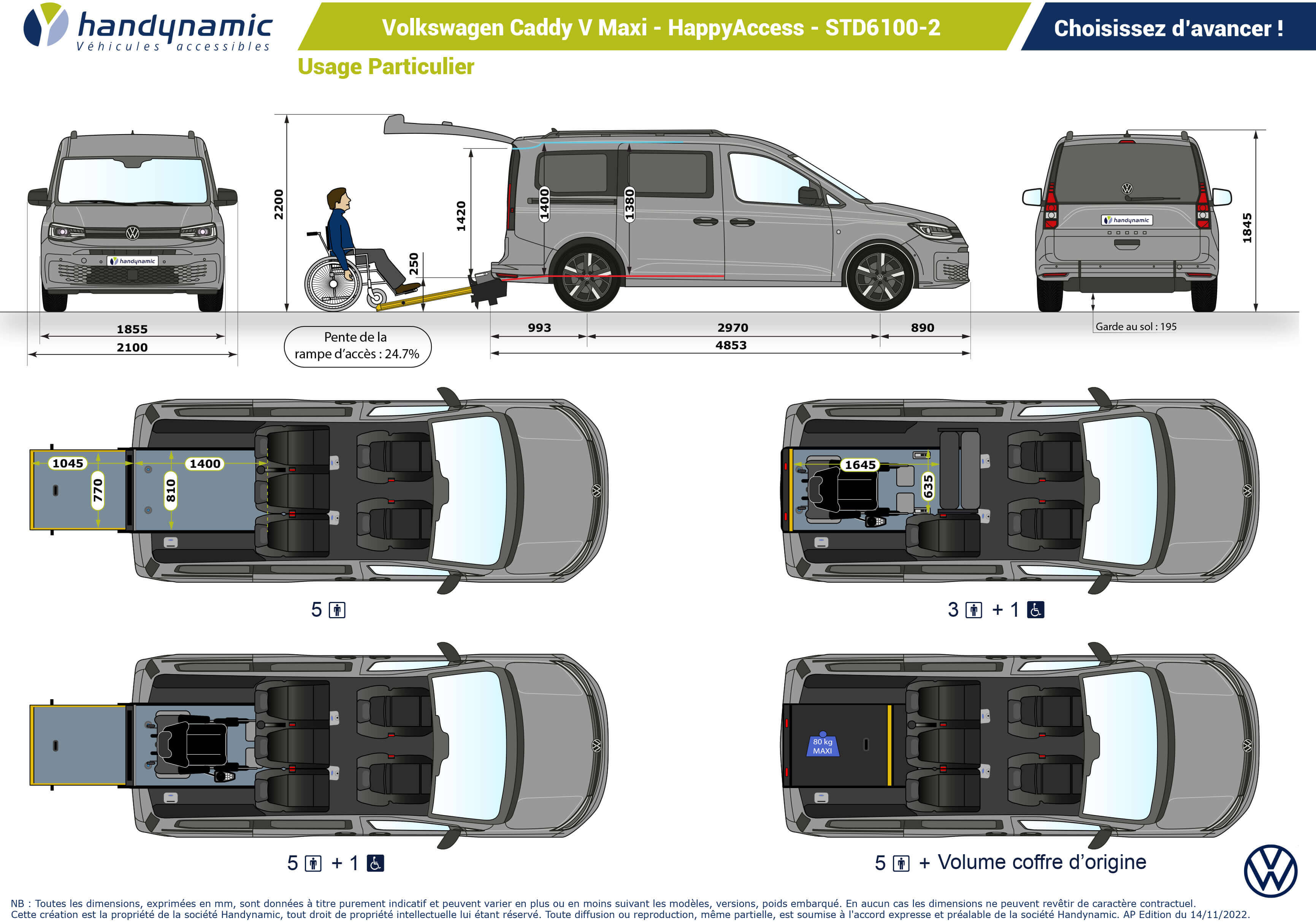 Schéma d'implantation Volkswagen Caddy Maxi HappyAccess Schéma d'implantation Volkswagen Caddy Maxi HappyAccess