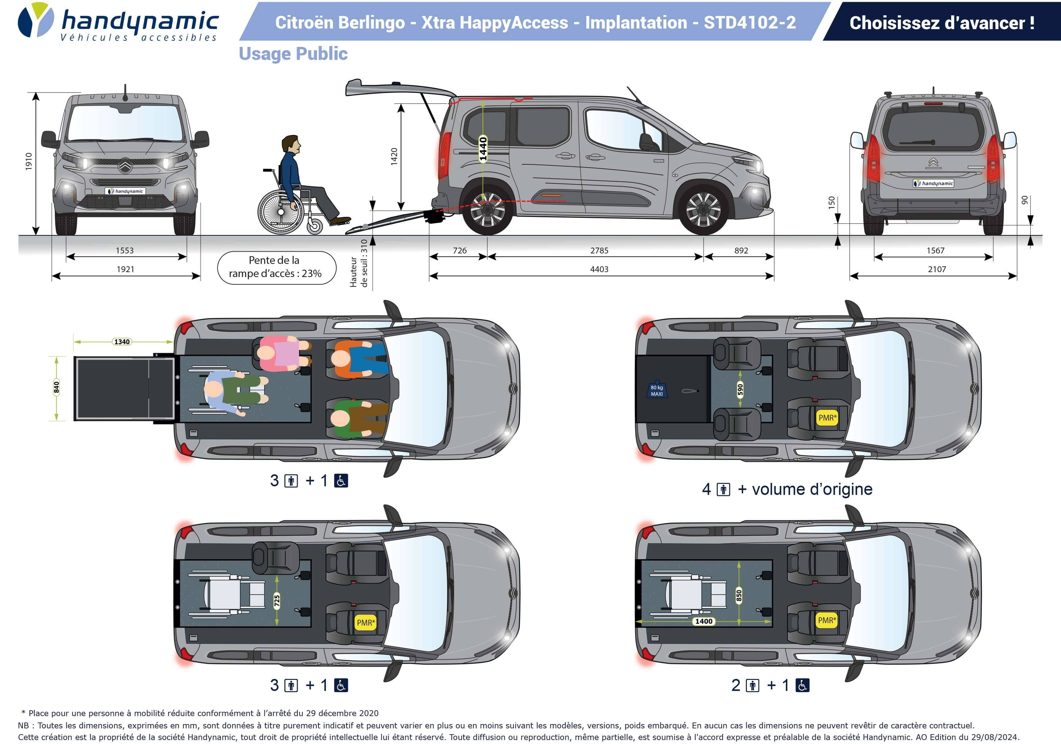 Schéma d'implantation du Citroën Berlingo TPMR Xtra HappyAccess Schéma d'implantation du Citroën Berlingo TPMR Xtra HappyAccess