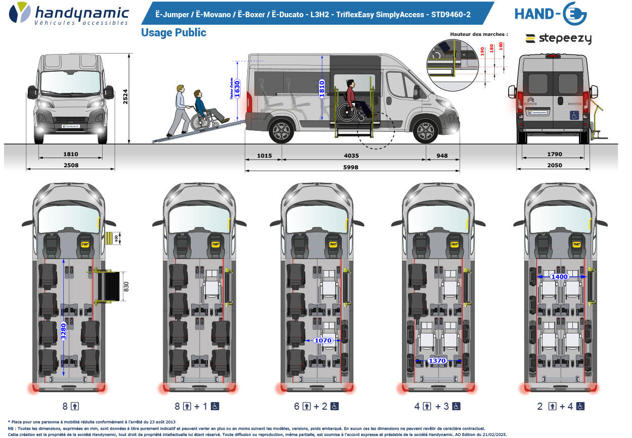 Schéma d'implantation du Citroën ë-Jumper L3H2 TPMR Triflex Easy