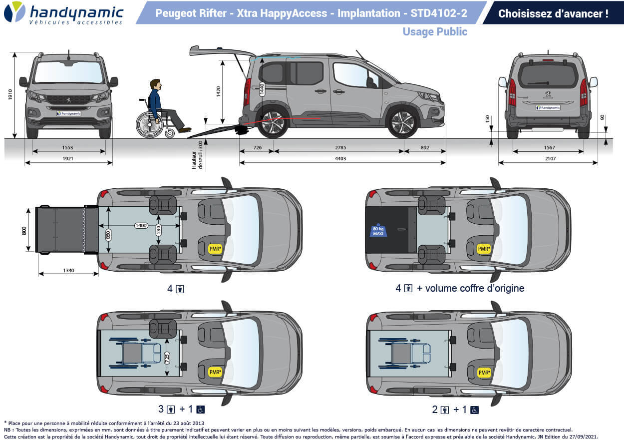 Découvrez le schéma d'implantation du Peugeot Rifter TPMR Xtra HappyAccess Découvrez le schéma d'implantation du Peugeot Rifter TPMR Xtra HappyAccess