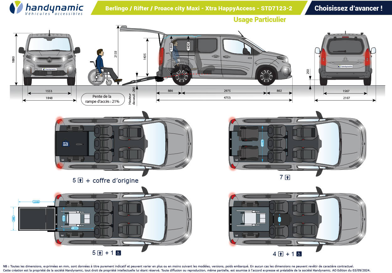 Schéma d'implantation du Peugeot Rifter Maxi Xtra HappyAccess