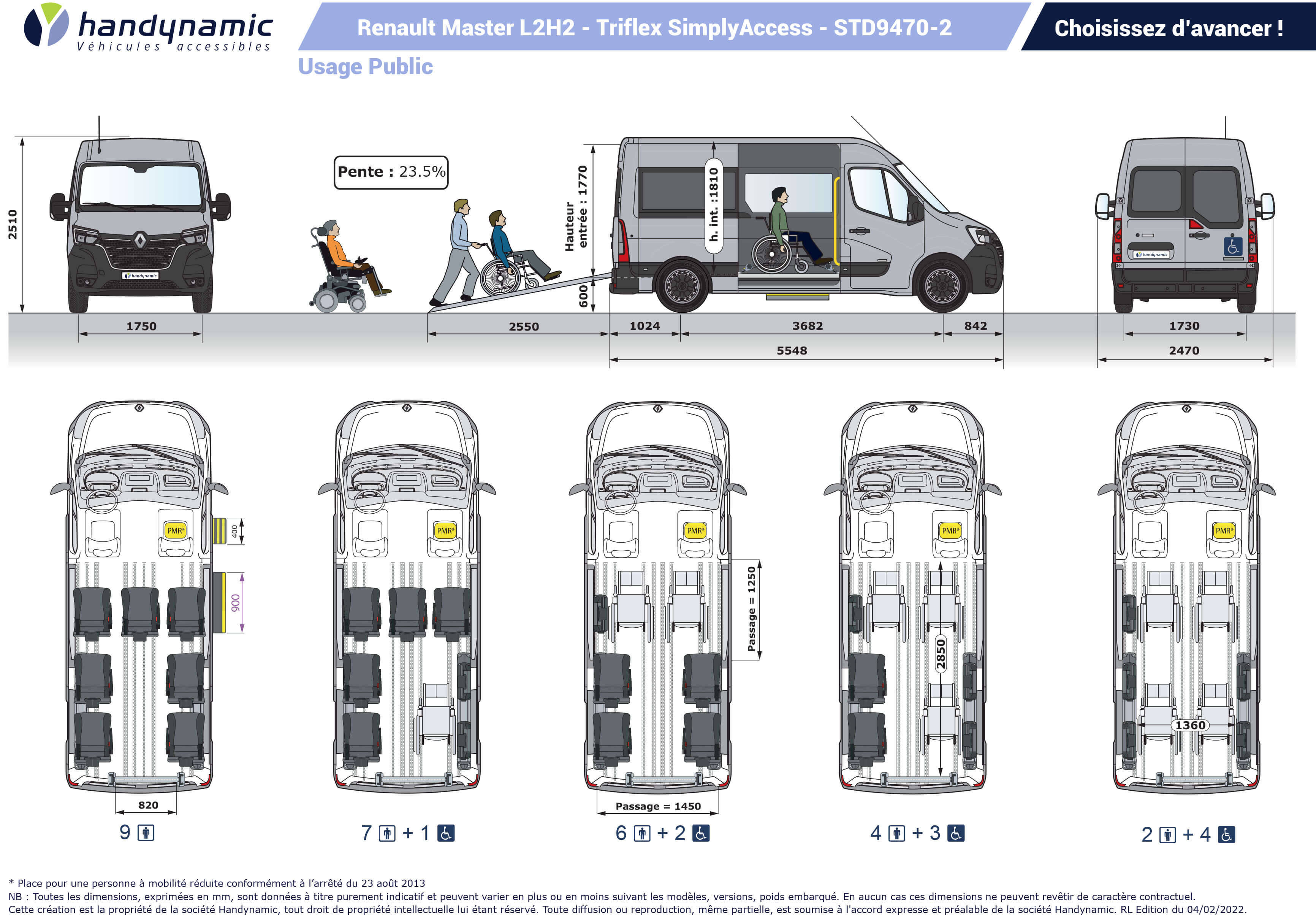 Schéma d'implantation du Renault Master L2H2 Triflex SimplyAccess STD9470-2 Schéma d'implantation du Renault Master L2H2 Triflex SimplyAccess STD9470-2