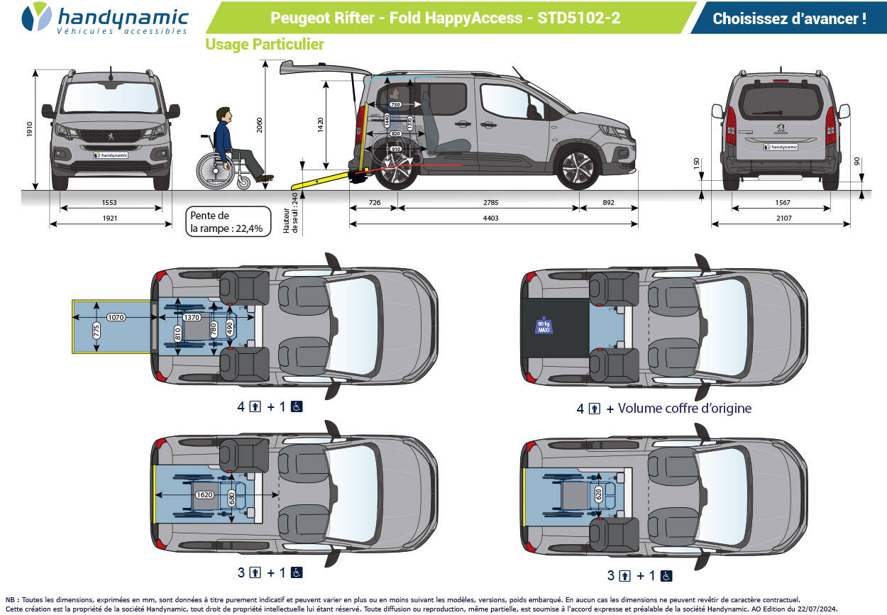 Schéma d'implantation du Peugeot Rifter Fold HappyAccess Schéma d'implantation du Peugeot Rifter Fold HappyAccess