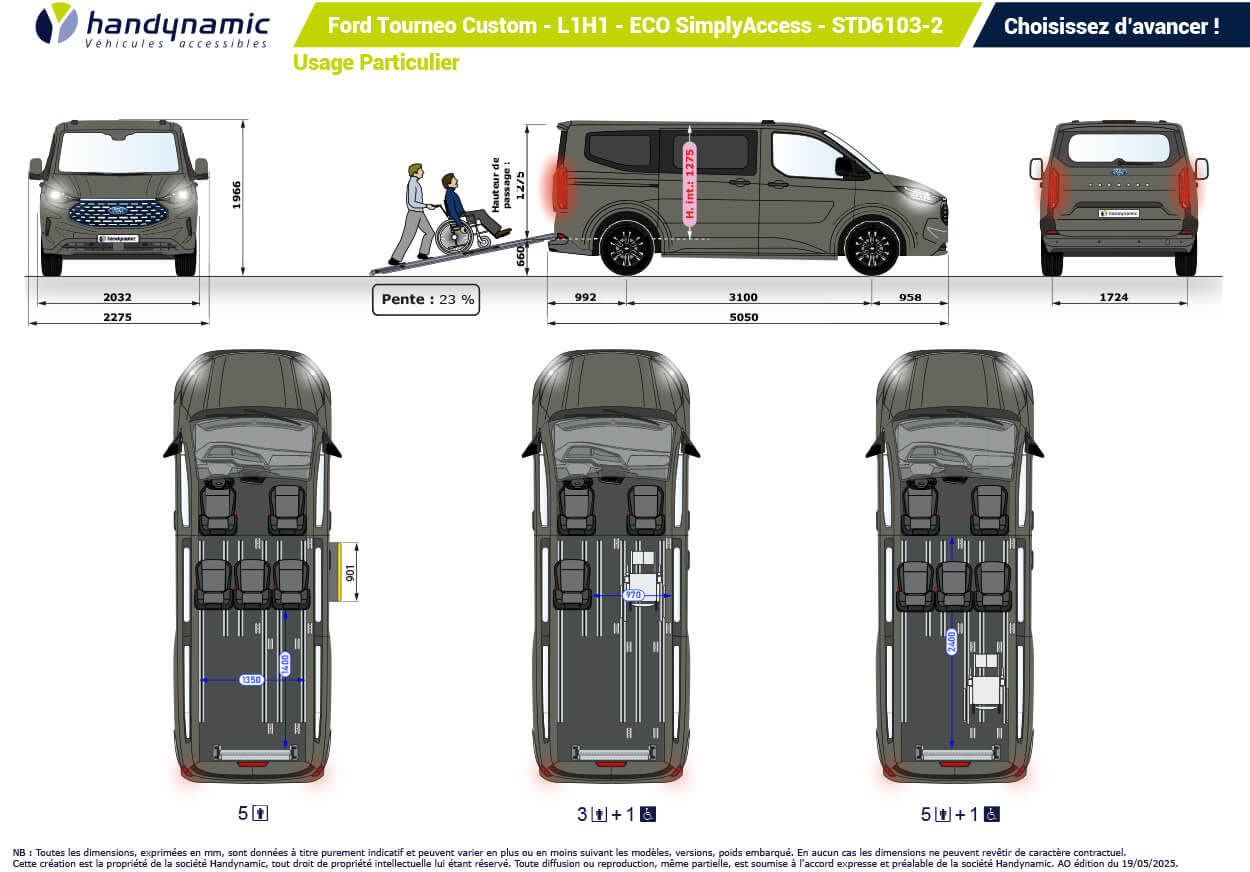 Schéma d'implantation du Ford Tourneo Custom L1H1 Ecoline SimplyAccess en STD6103-2