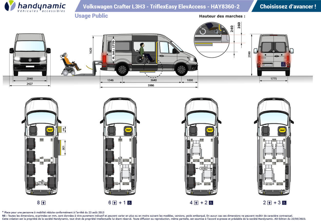 Schéma d'implanation du Volkswagen Crafter L3H3 TPMR Triflex Easy ElevAccess Schéma d'implanation du Volkswagen Crafter L3H3 TPMR Triflex Easy ElevAccess