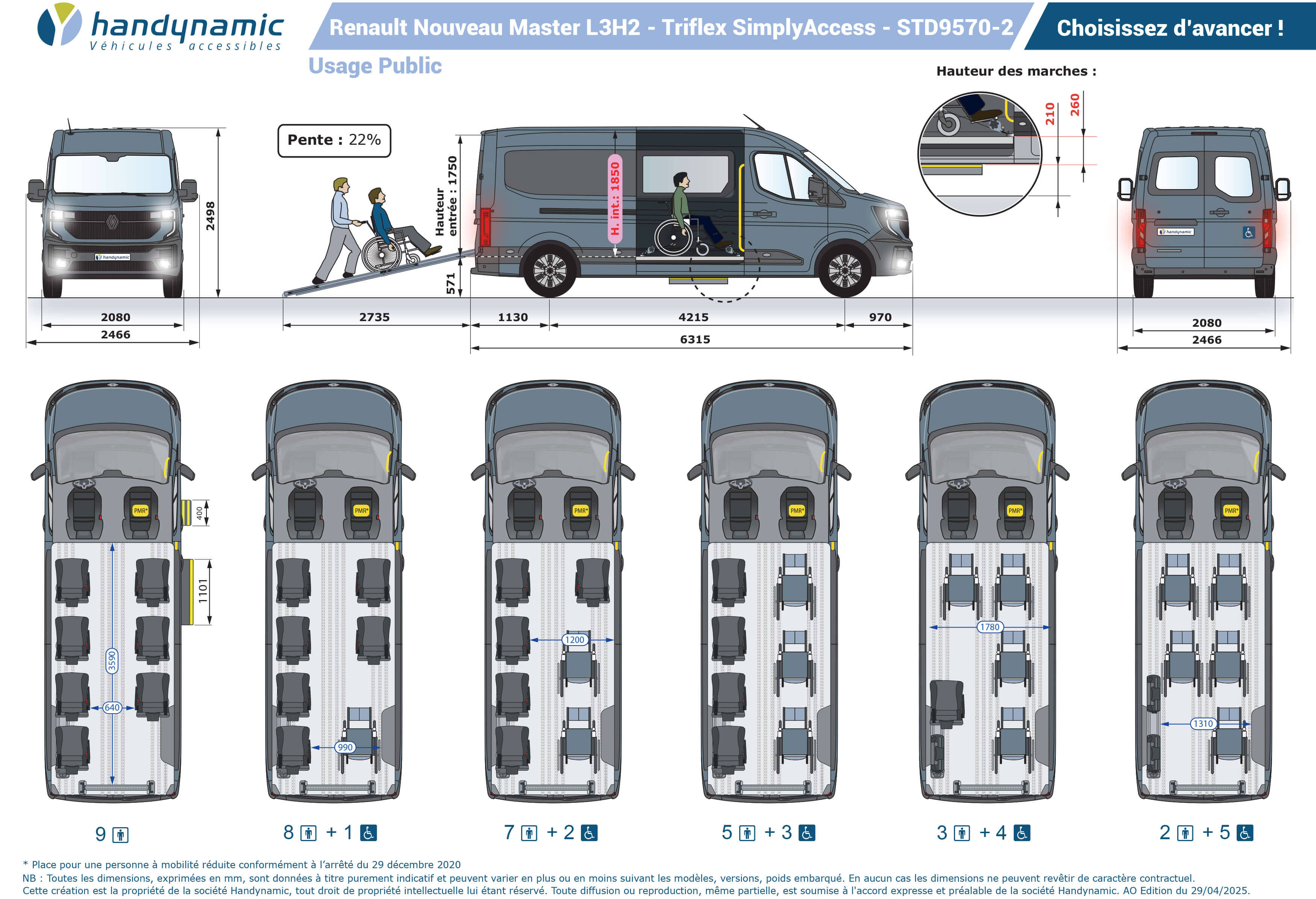 Schéma d'implantation du Renault Master L3H2 TPMR Triflex SimplyAccess Schéma d'implantation du Renault Master L3H2 TPMR Triflex SimplyAccess