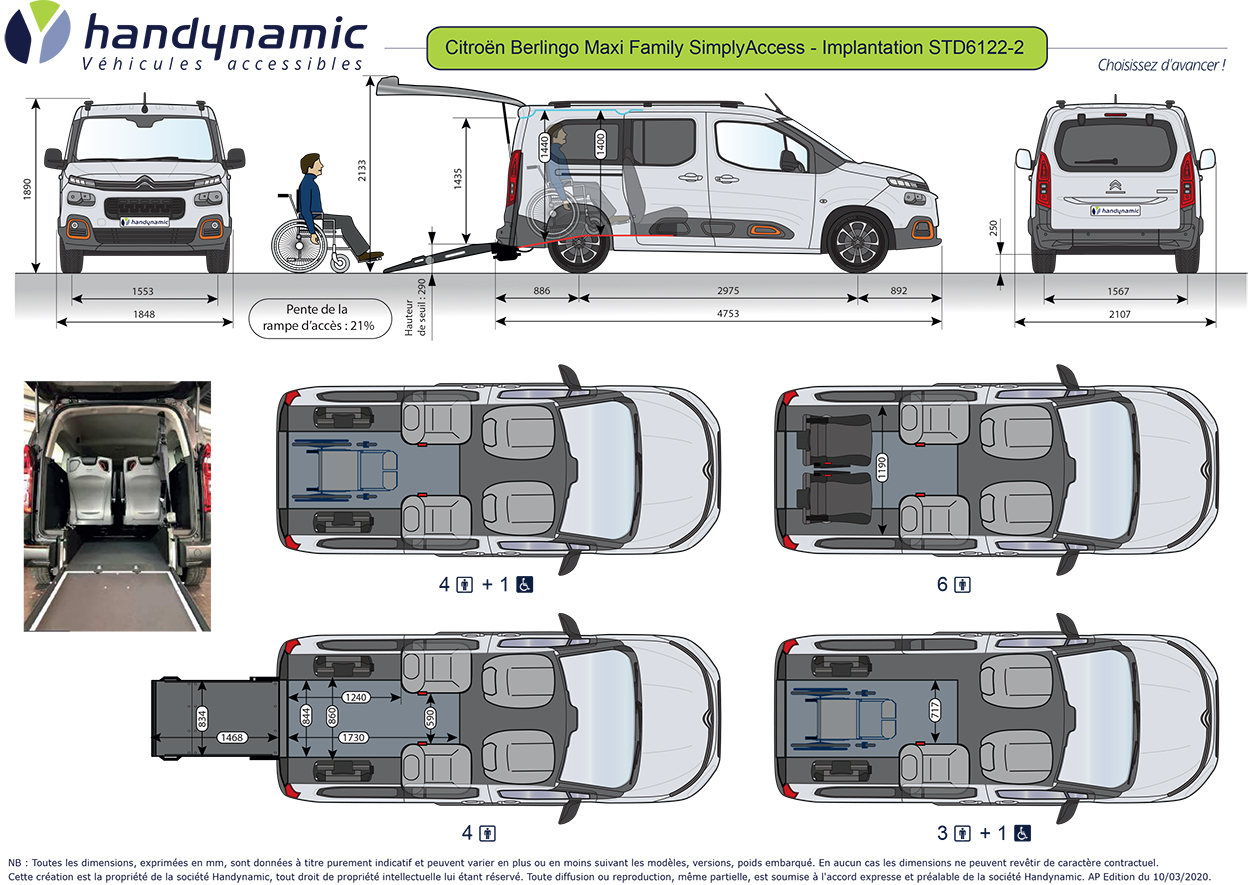Schéma d'implantation du Citroën Berlingo Maxi Family SimplyAccess Schéma d'implantation du Citroën Berlingo Maxi Family SimplyAccess