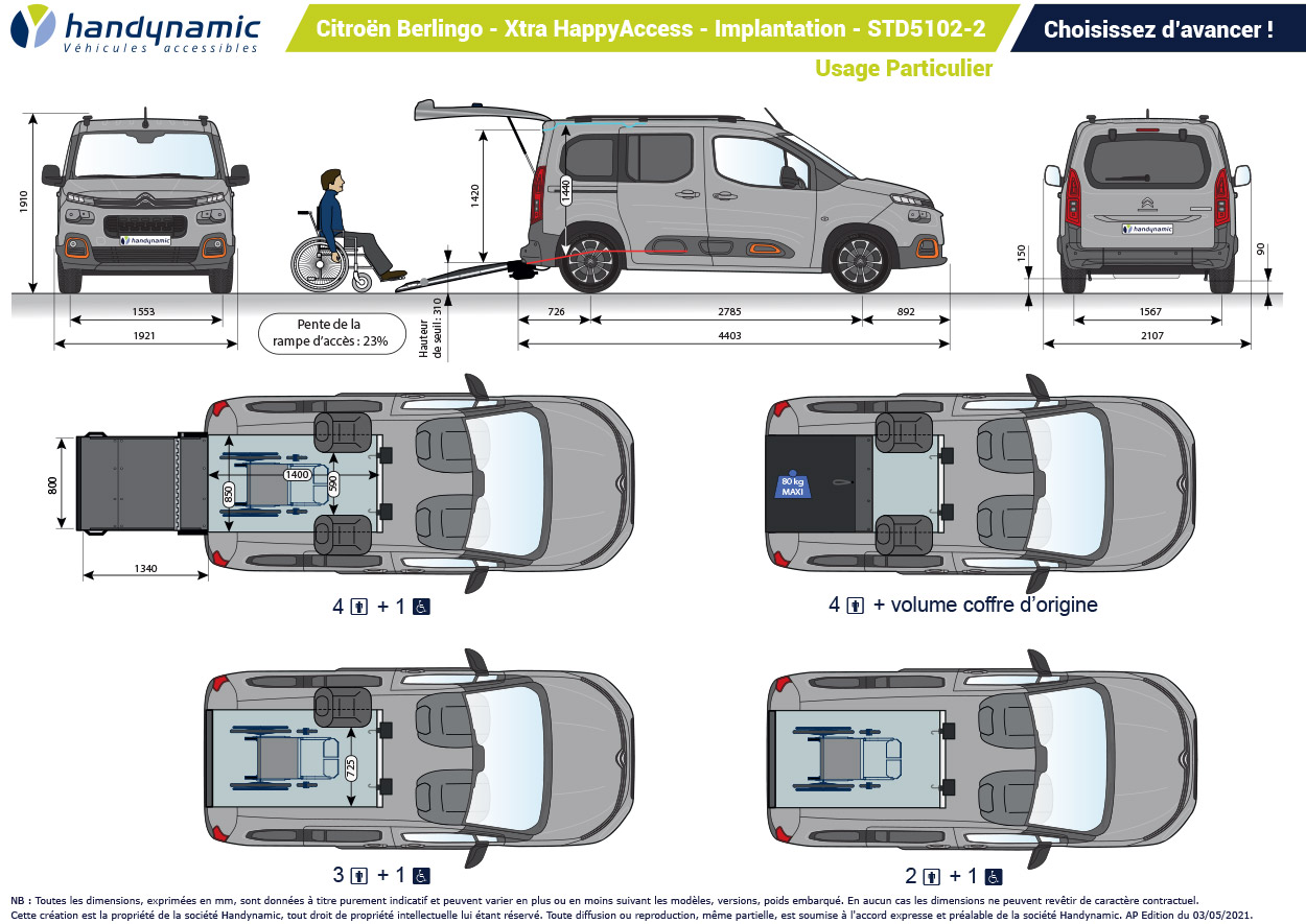 Schéma d&#039;implantation du Nouveau Citroën Berlingo Xtra HappyAccess