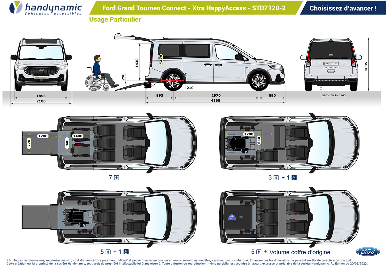 Schéma d&#039;implantation du Ford Grand Tourneo Connect Xtra HappyAccess