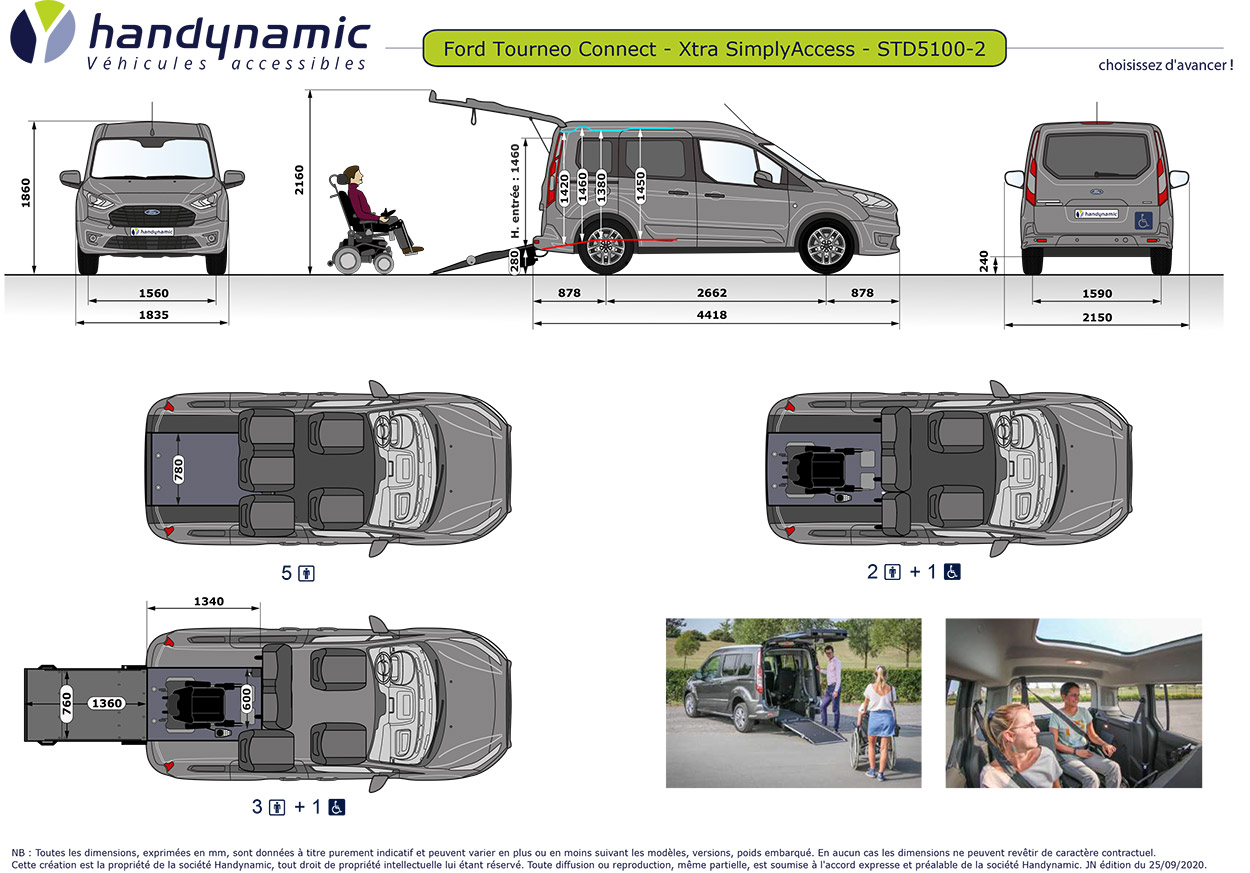Schéma d'implantation du Ford Tourneo Connect Xtra SimplyAccess Schéma d'implantation du Ford Tourneo Connect Xtra SimplyAccess