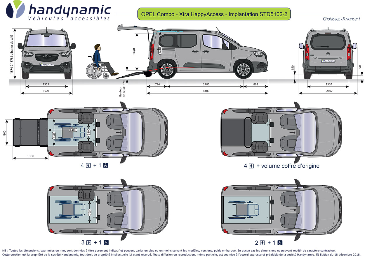Schéma d'implantation du nouvel Opel Combo XL HappyAccess Schéma d'implantation du nouvel Opel Combo XL HappyAccess