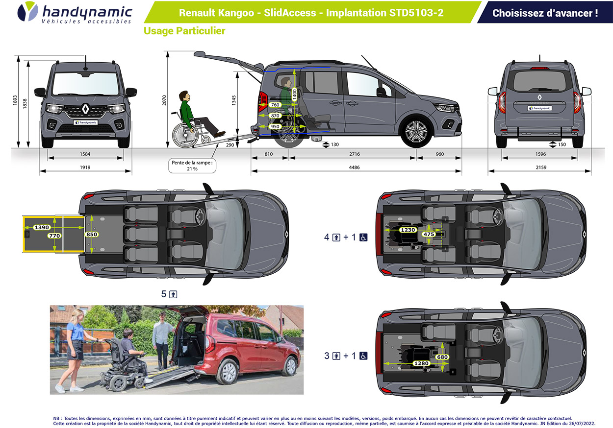 Schéma d'implantation du Renault Kangoo SlidAccess Schéma d'implantation du Renault Kangoo SlidAccess