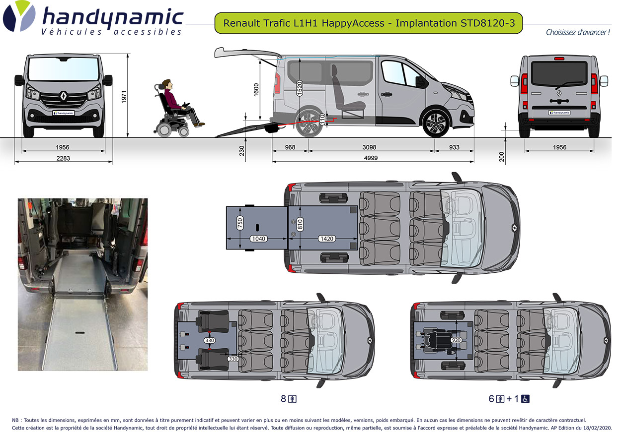 Schéma d&#039;implantation du Renault Trafic L1H1 HappyAccess