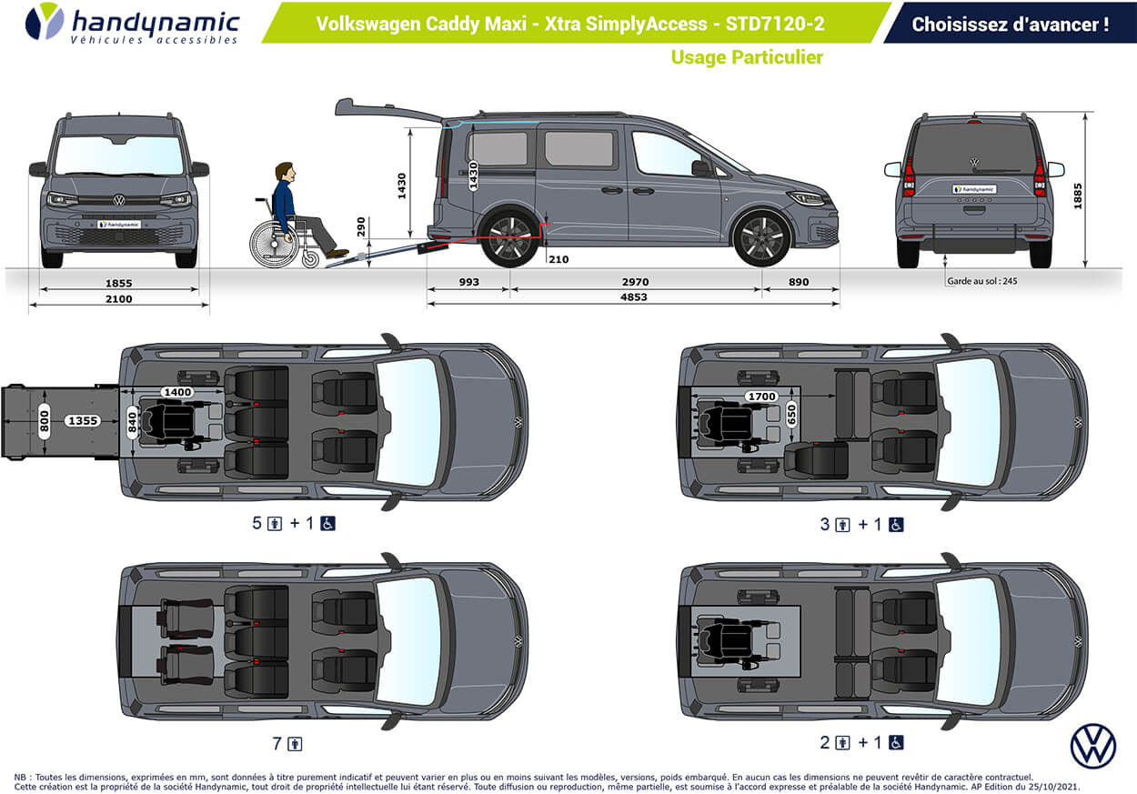 Schéma d&#039;implantation du Volkswagen Caddy Maxi Xtra Triflex
