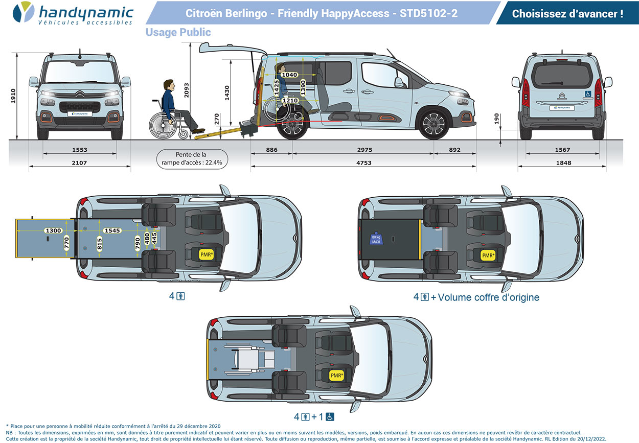 Schéma d'implantation du Berlingo Maxi Friendly HappyAccess Schéma d'implantation du Berlingo Maxi Friendly HappyAccess