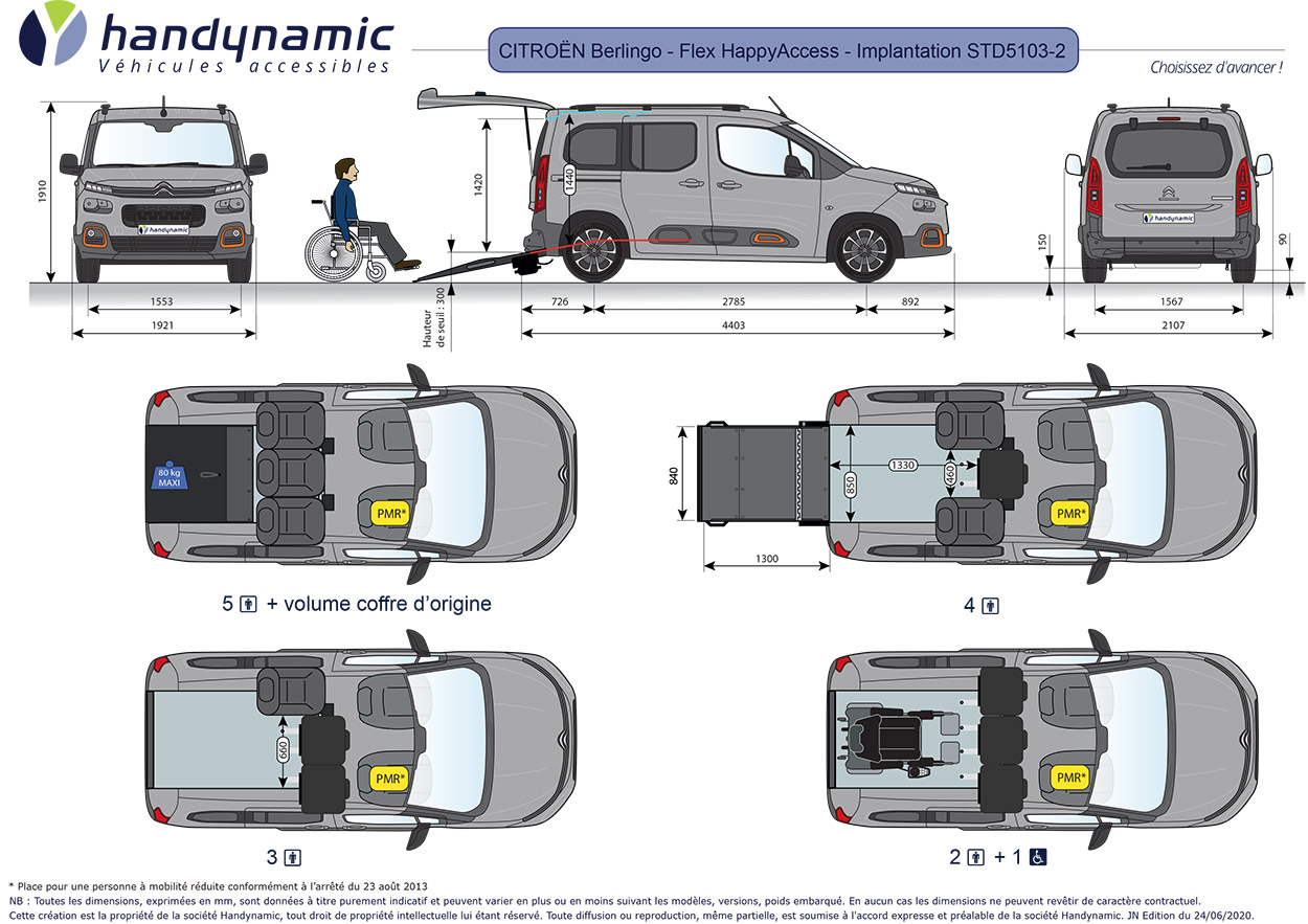 Schéma d'implantation du Citroën Berlingo TPMR Flex Schéma d'implantation du Citroën Berlingo TPMR Flex