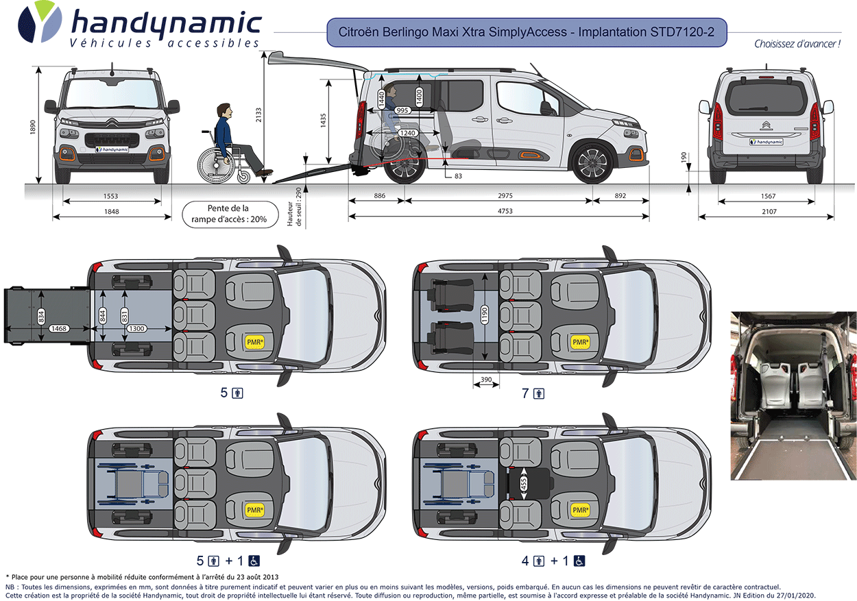 Schéma d'implantation du Berlingo TPMR Maxi Xtra SimplyAccess Schéma d'implantation du Berlingo TPMR Maxi Xtra SimplyAccess