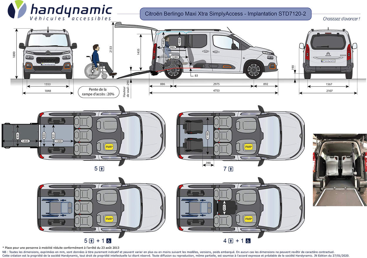 Schéma d&#039;implantation du Berlingo TPMR Maxi Xtra SimplyAccess