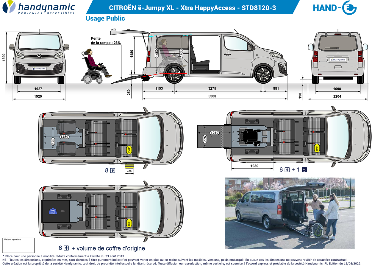 Schéma du Citroën ë-Jumpy long TPMR Xtra HappyAccess