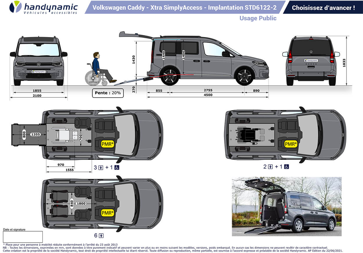 Schéma d'implantation du Nouveau Volkswagen Caddy TPMR SimplyAccess Schéma d'implantation du Nouveau Volkswagen Caddy TPMR SimplyAccess