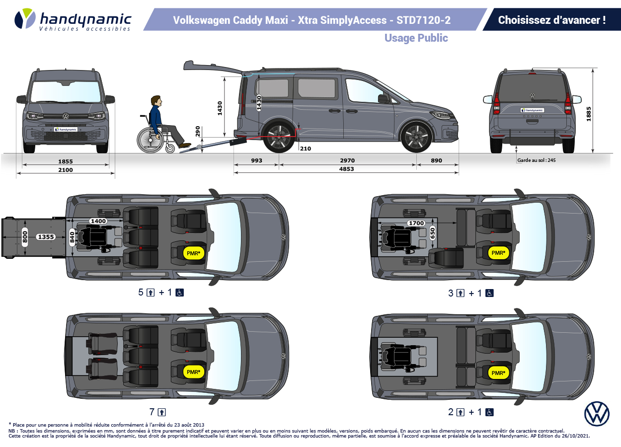 Schéma d&#039;implantation du Caddy Maxi Xtra Triflex