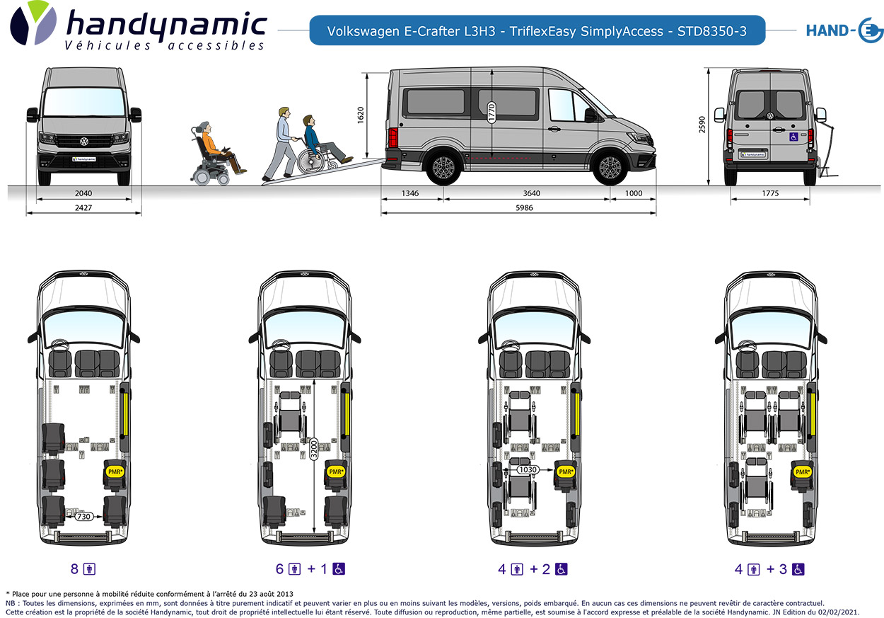 Schéma d'implantation du Volkswagen e-Crafter L3H3 TPMR électrique Triflex Easy Schéma d'implantation du Volkswagen e-Crafter L3H3 TPMR électrique Triflex Easy