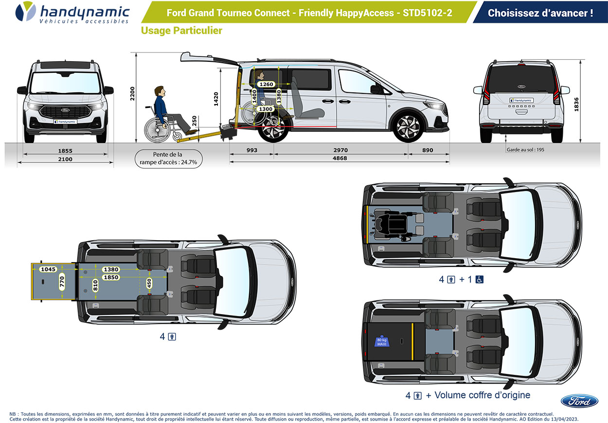 Schéma d&#039;implantation du Ford Grand Tourneo Connect Friendly HappyAccess